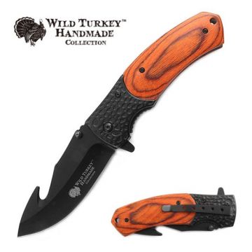 Wild Turkey Handmade Gut Hook Spring Assist Pocket Knife WT-5016WD
